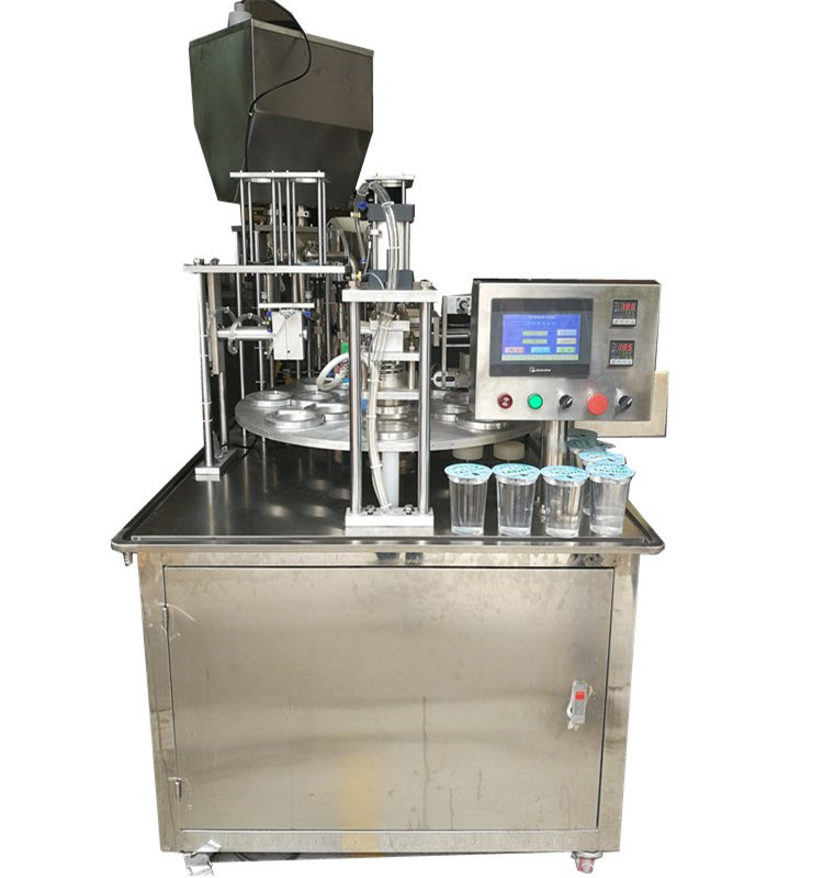  Automatic rotary water yogurt cup filling and sealing machine 